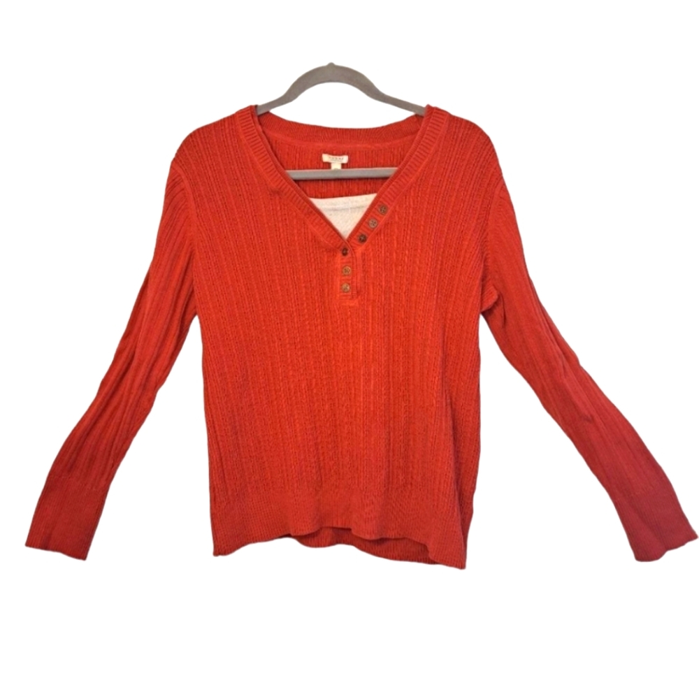 Sonoma Orange Layered-Look V-Neck Sweater Size XL